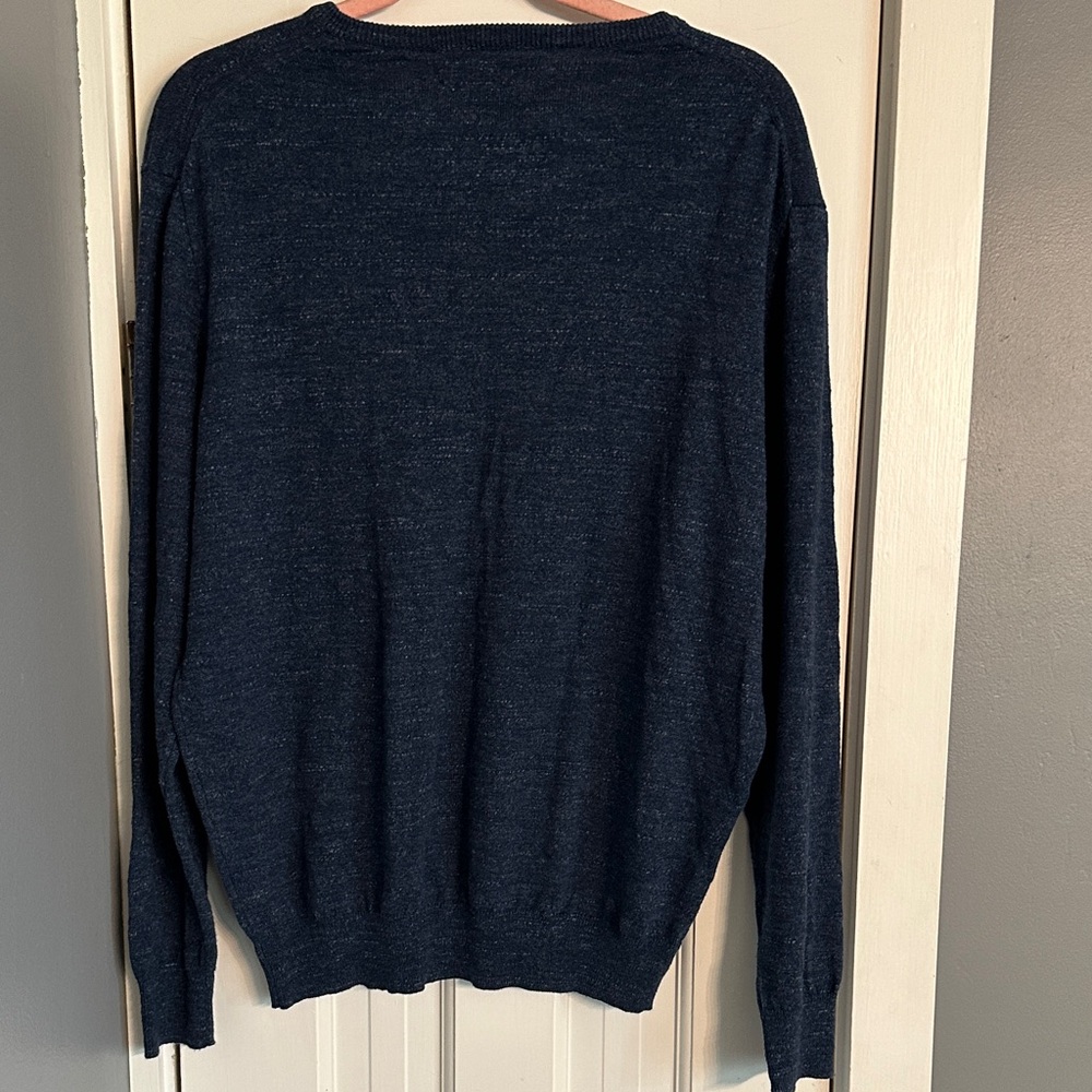 J. Crew Men's 100% Cotton V-Neck Sweater - Deep Blue -Size Large - Picture 3 of 9